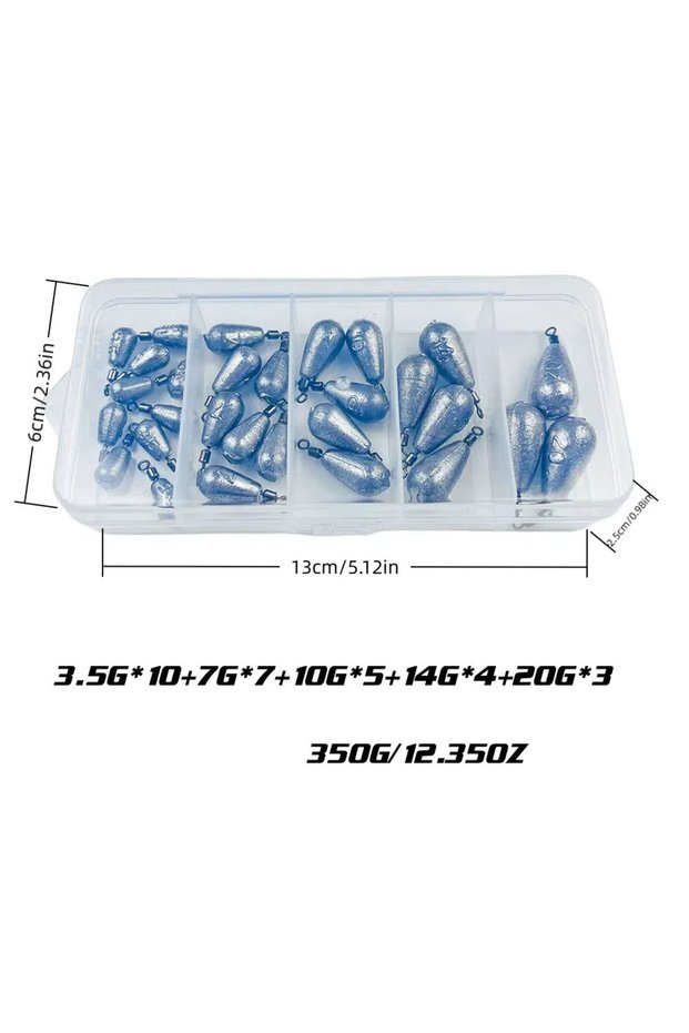 sinkers Limnoid 29pcs Fishing Sinker Set 3.5g 7g 10g 14g 20g Lead Weights with 360° Swivel Anti Tang