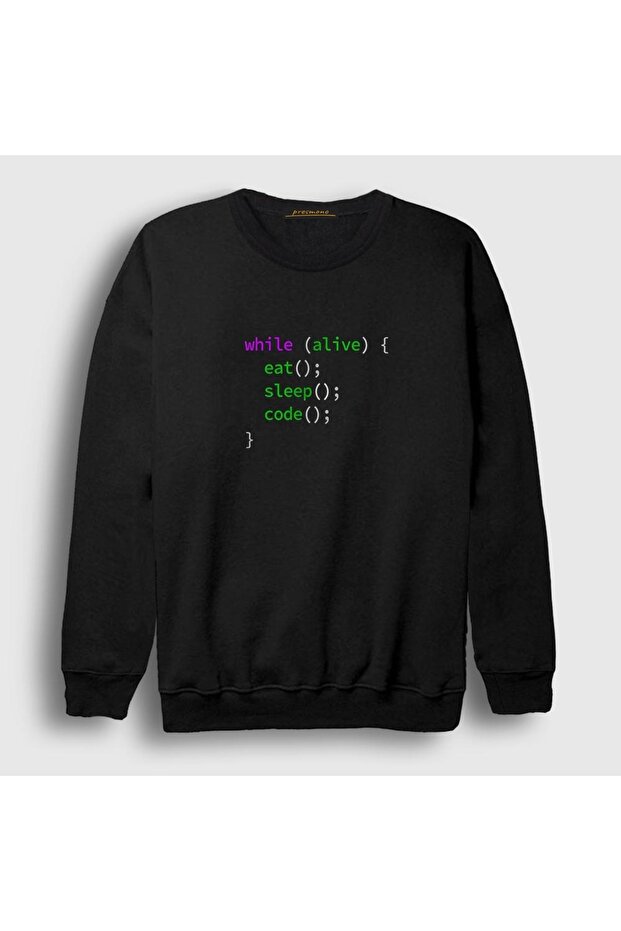 سويت شيرت أسود للجنسين Eat Sleep Code Repeat Developer332151تي تي