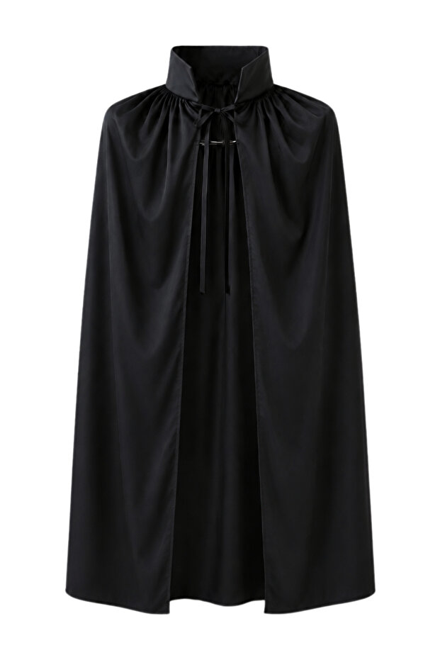 Black Color Collared Halloween Cape (Masquerade & Halloween Dracula Cape)