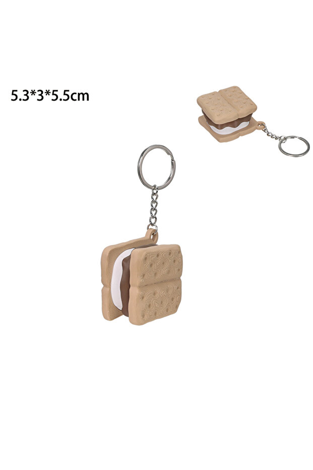 A 3D Printed Gingerbread Smore Cookie Clicker Fidget Toy Keychain Cute Sensory Stress Relief Toy fo.