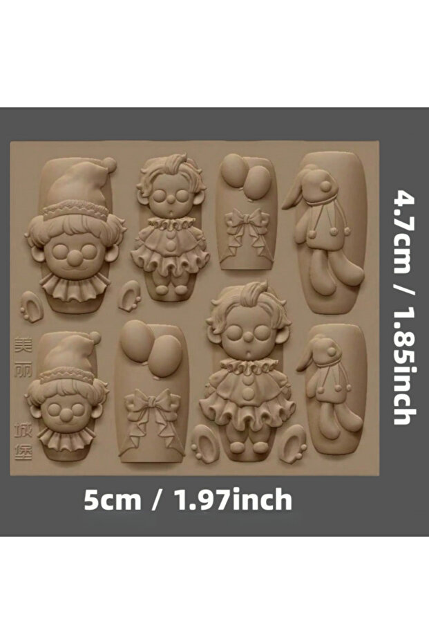 PF-585 Cute Clown Circus Rabbit Bow Tie 3D Nail Art Decorations Silicone Mold Transparent Gag Gift f