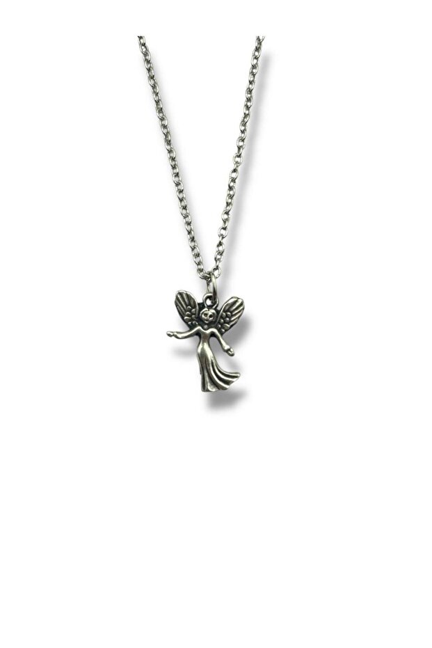 Unisex Necklace with Minimum Winged Angel Figure – 60 cm Elegant Chain Guardian Jewelry