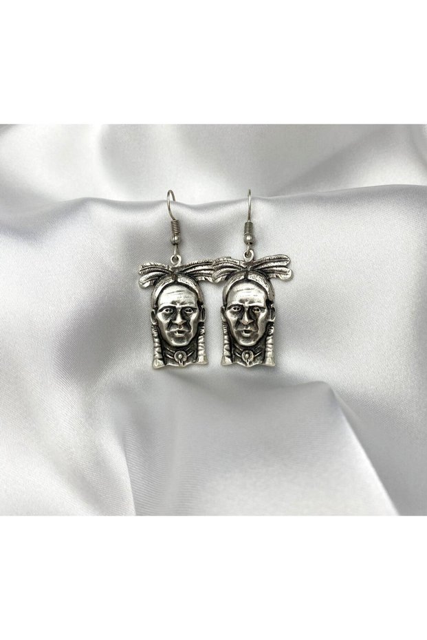 Native American Indian Chief Figured Earrings