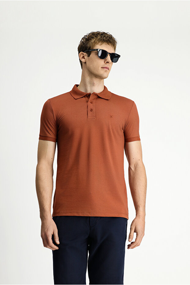 Slim Fit Slim Fit Embroidered Cotton Polo Neck T-Shirt