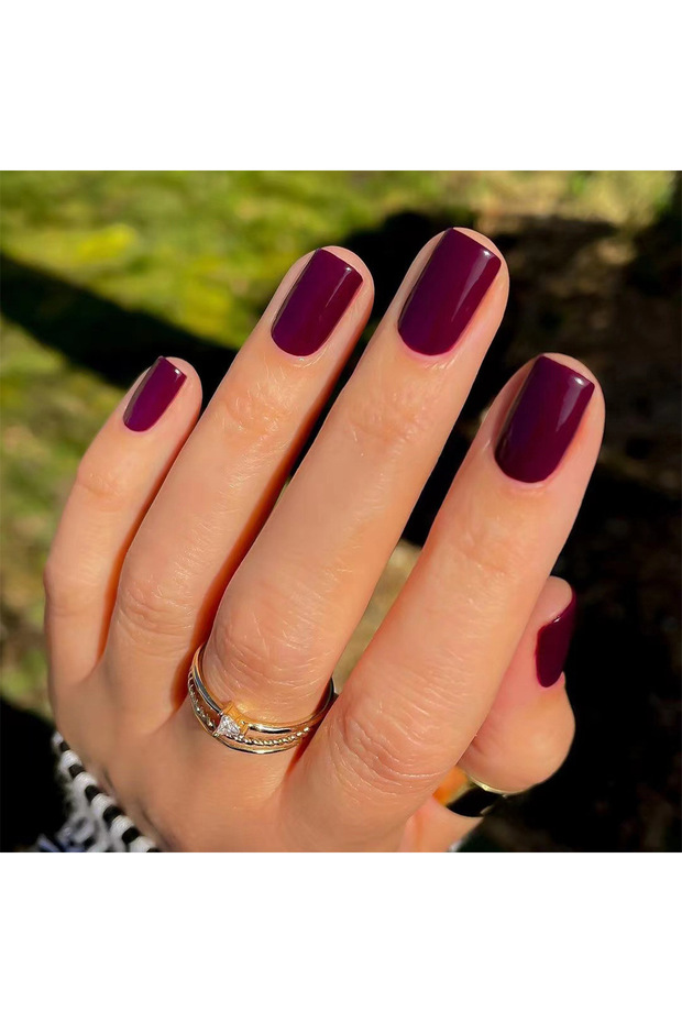PDJ2705 24Pcs/Set Solid Color Press on Nail Piece Acrylic Round Head Short Fake Nails Finished Remov