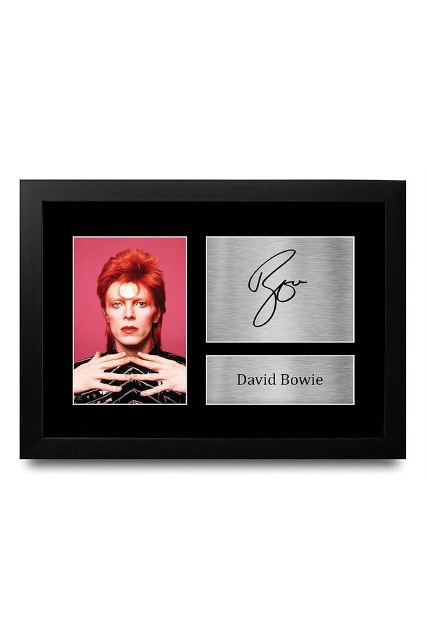 Alayra Framed David Bowie A4 Framed Signed Printed Autographs Picture Print Photo Display Gift For Ziggy Stardust Glam Rock Music Fans