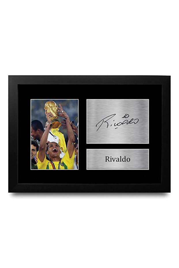 Alayra Framed FR Rivaldo Gift Signed FRAMED A4 Printed Autograph Brazil Gifts Photo Display