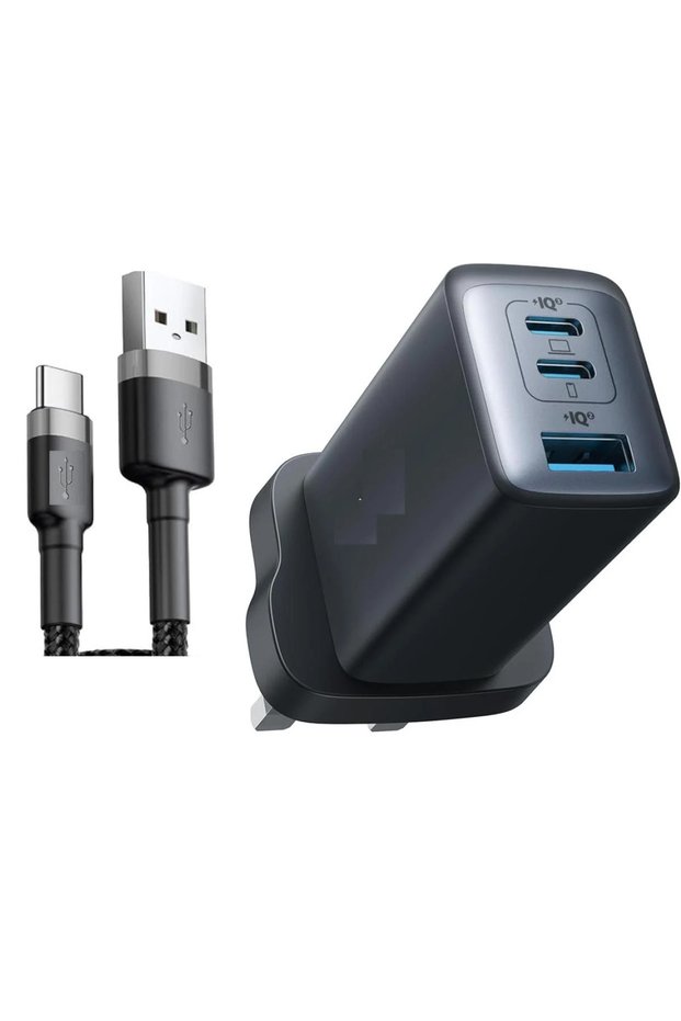 شاحن سريع 3 فتحات 120W مع سلك تايب سي طول 120 سم
