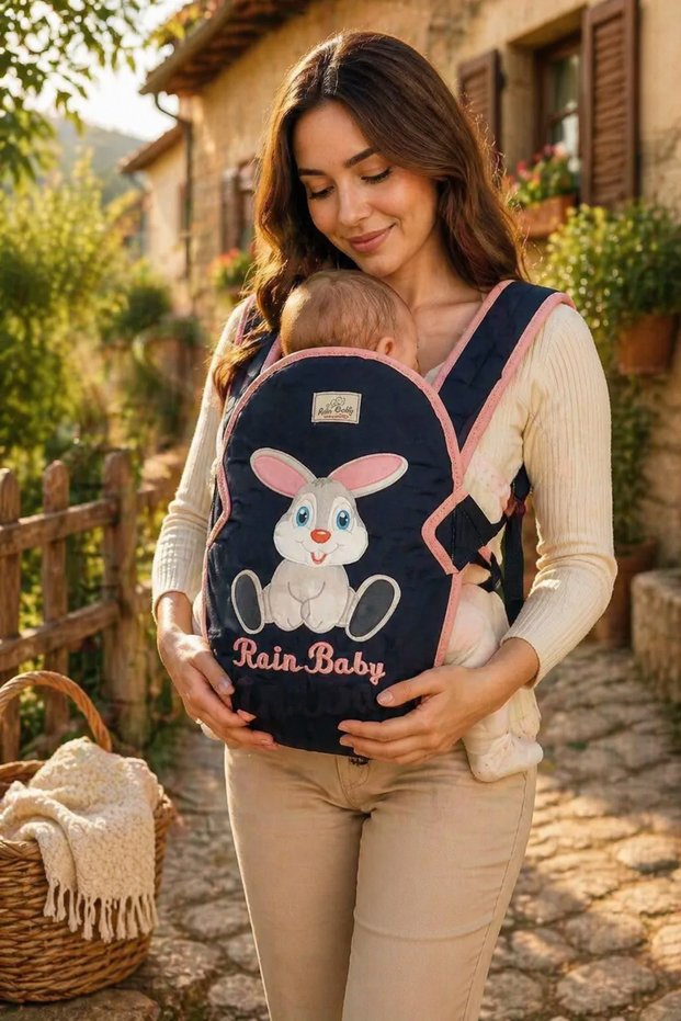 Pink Special Embossed Rabbit Figured Baby Carrier
