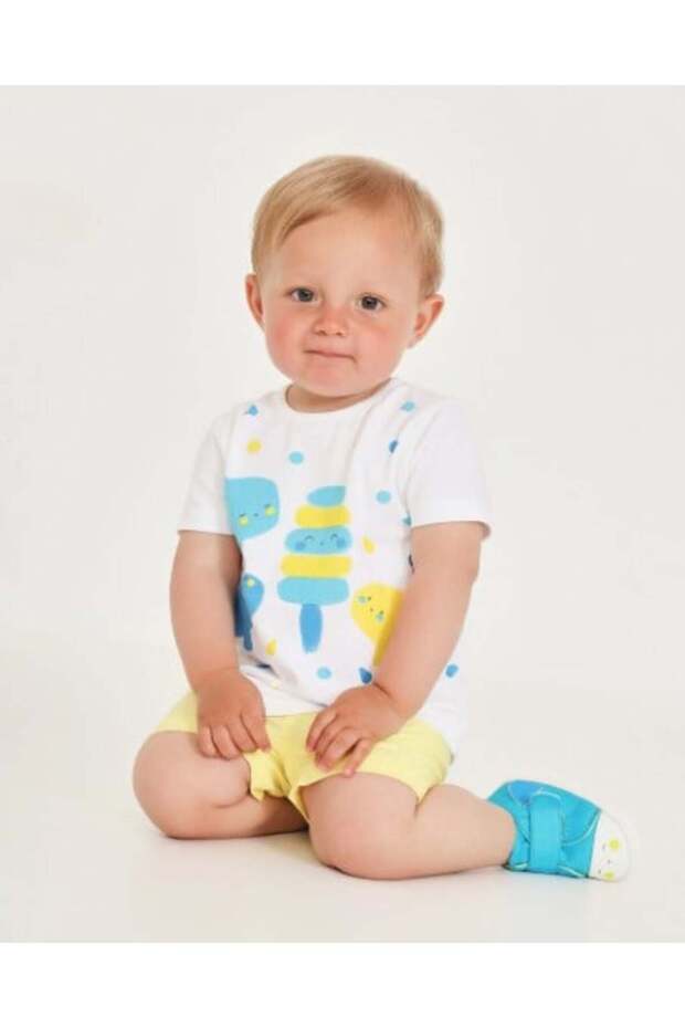 Baby Boy Fish Detailed Combed Cotton Suit 9-24 Months White