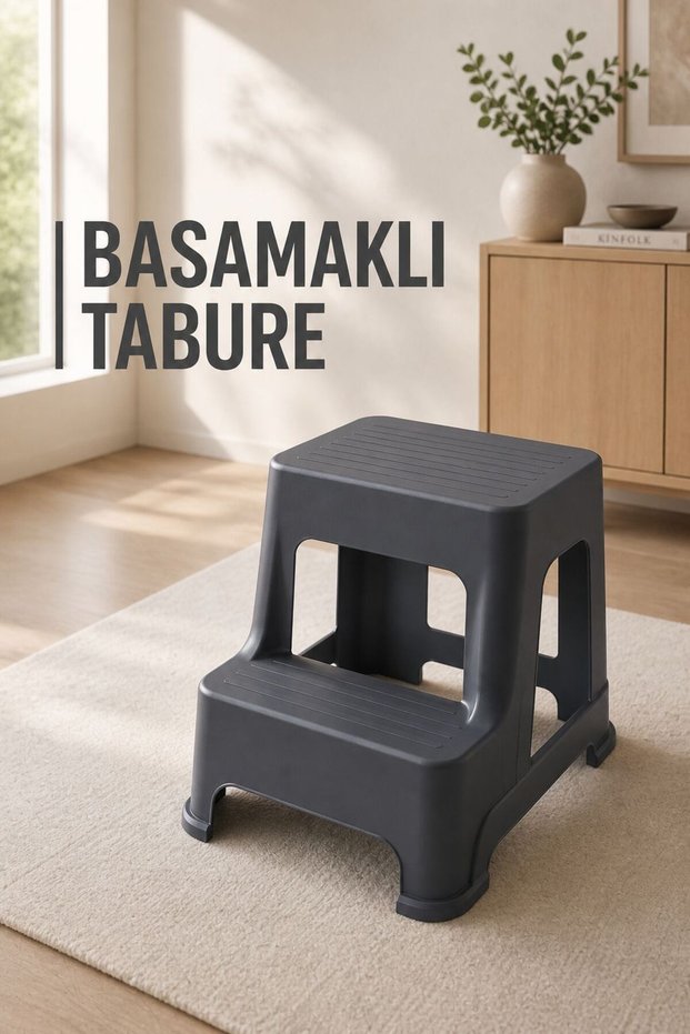 Large Size Step Stool with Non-Slip Feet Plastic Ladder Stool Kitchen Bathroom Multi-Purpose
