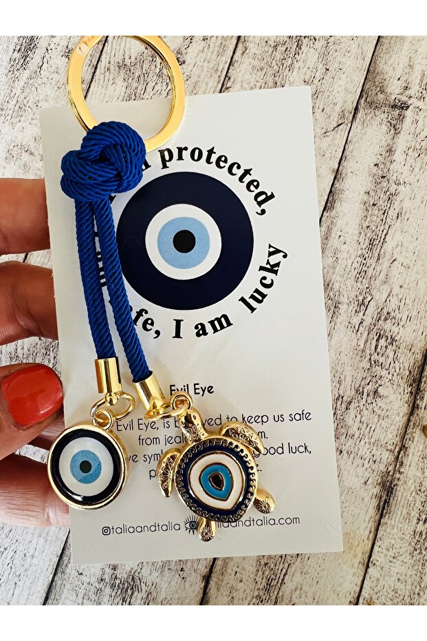 Turtle Figured Evil Eye Bead Keychain – Symbol of Luck & Protection