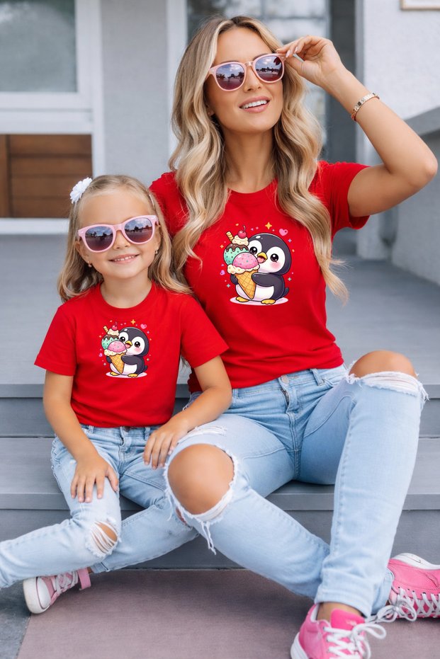 Mother-Daughter Matching Oversize T-Shirt 100% Cotton Printed Comfortable Fit Twin T-Shirt (Single Price)