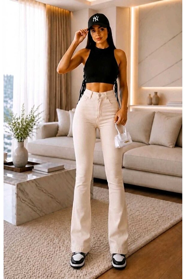 Nova Beige High Waist Colorfast Jeans