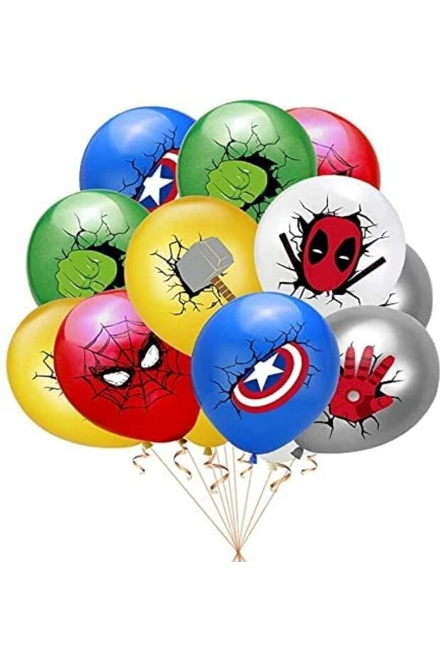 12 Piece Superhero Balloons Set
