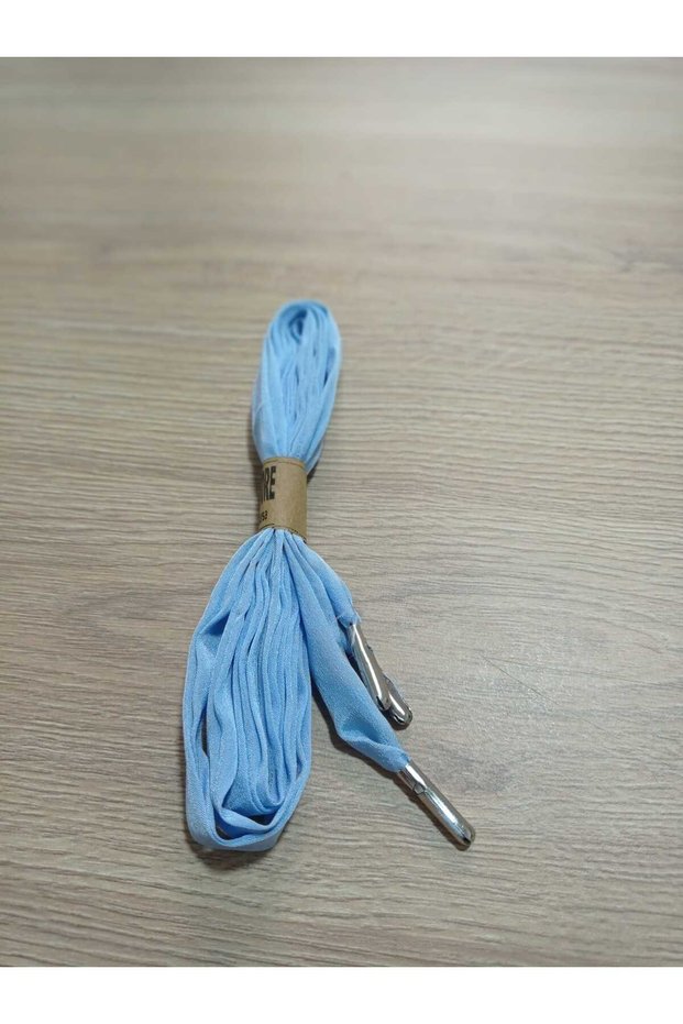 Bsg Design | Baby Blue Plain Satin Fabric Shoelaces - 90 cm Handmade with Metal Tips