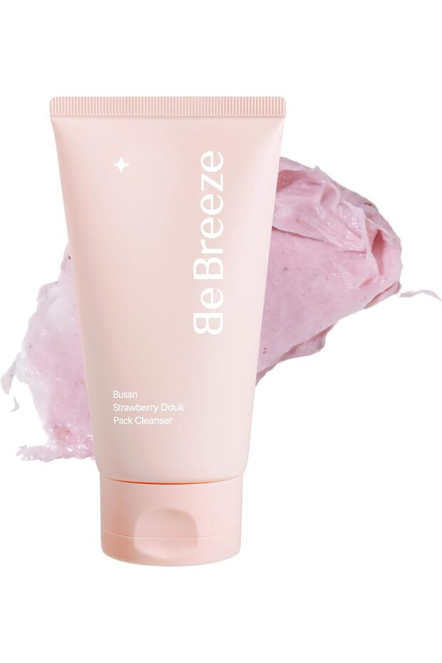 Busan Strawberry Dduk Pack Cleanser – 3-in-1 Korean Pack & Foam Wash with Rice & Strawberry Powder 4.23 oz
