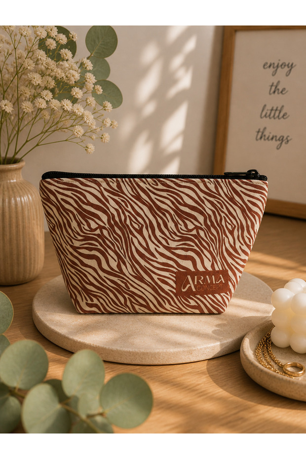 Patterned Liquid-Proof Cotton Makeup Bag 14X24Cm