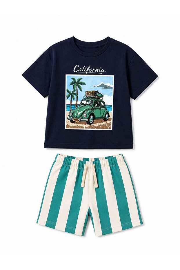 Boys' California Printed T-Shirt Shorts Set Summer