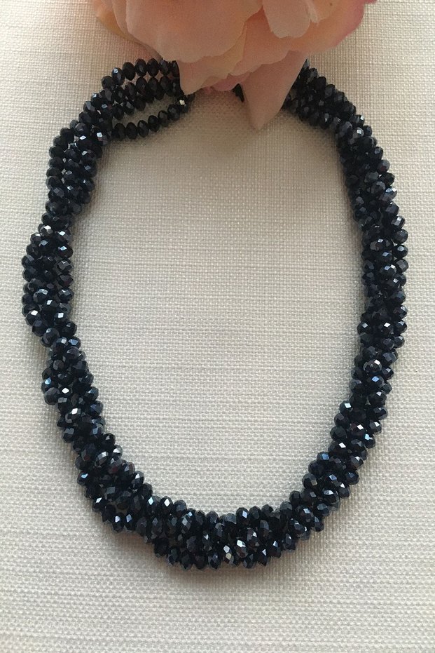 Navy Blue Crystal Necklace