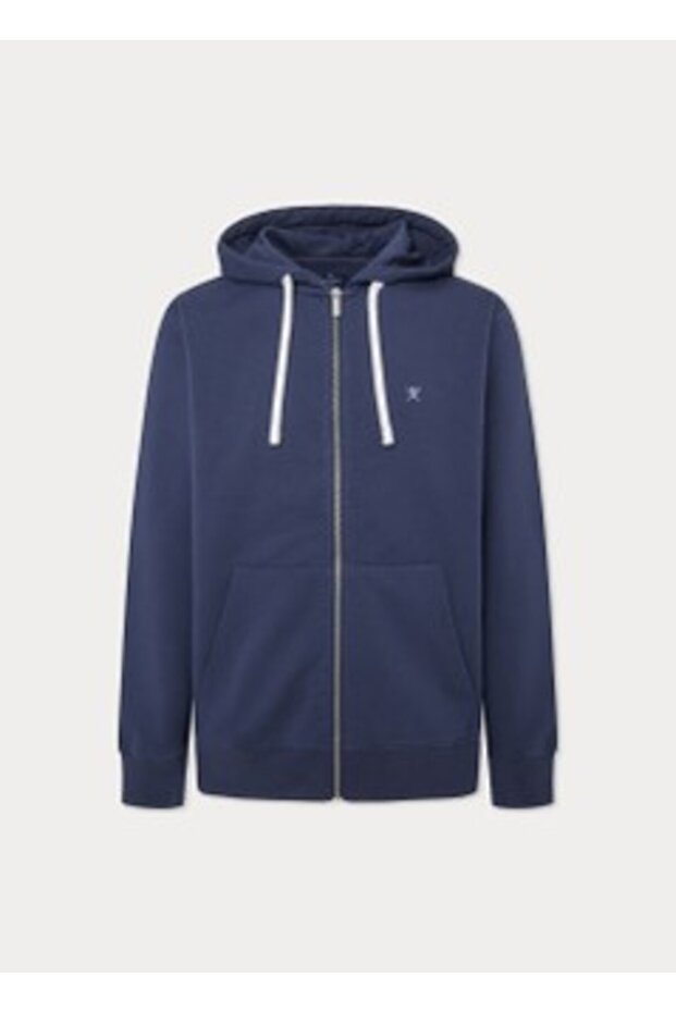 Blue Cotton Blend Men Premium Sweatshirt