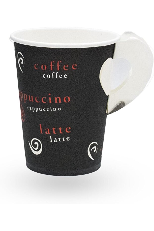 Disposable Hot & Cold Drinking Paper Cups with Built-in Handle (9oz)