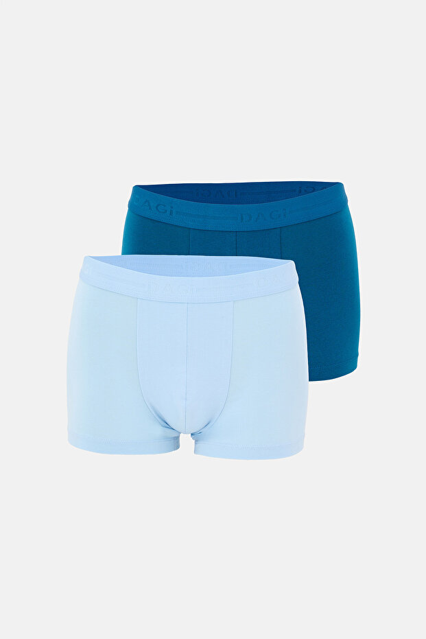 Light Blue-Blue 2-Piece Plain Cotton Boxer