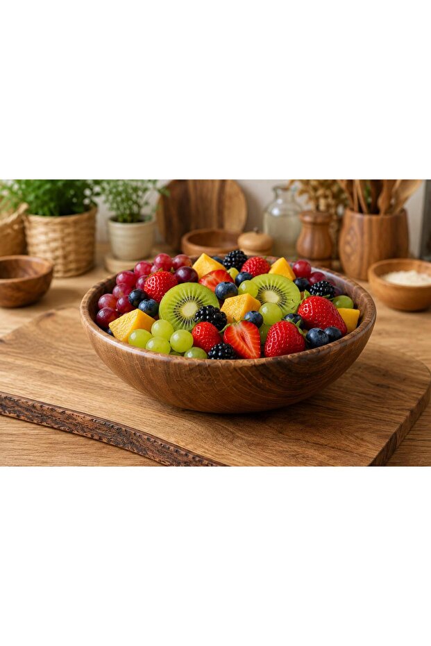 Natural Walnut Wood Bowl – Handmade Salad & Presentation Bowl Fruit Bowl
