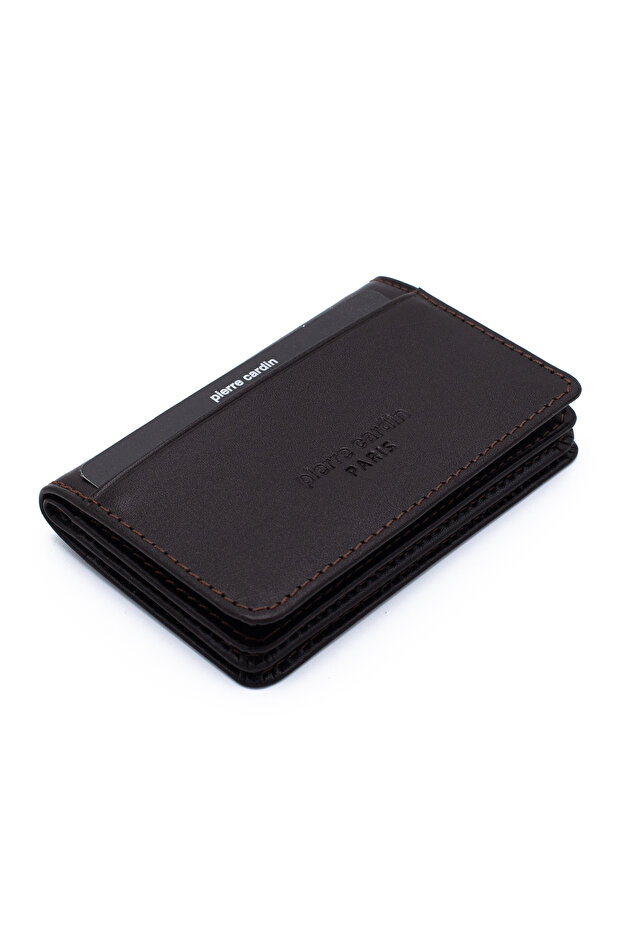 Brown Analin Unisex Leather Card Holder 0188K8N