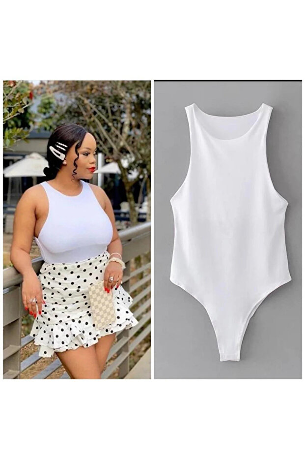 Strappy Bodysuit Gathering Bodysuit Lined Snap Fastener Bodysuit Knitted Fabric