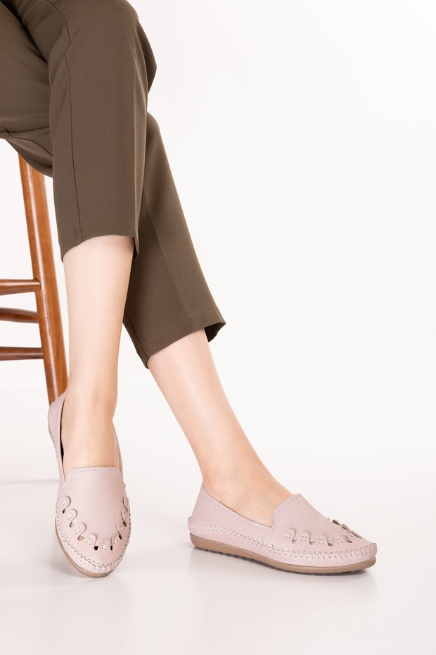 Genuine Leather Laser Perforated Comfortable Summer Shoes Ars.168 Mink