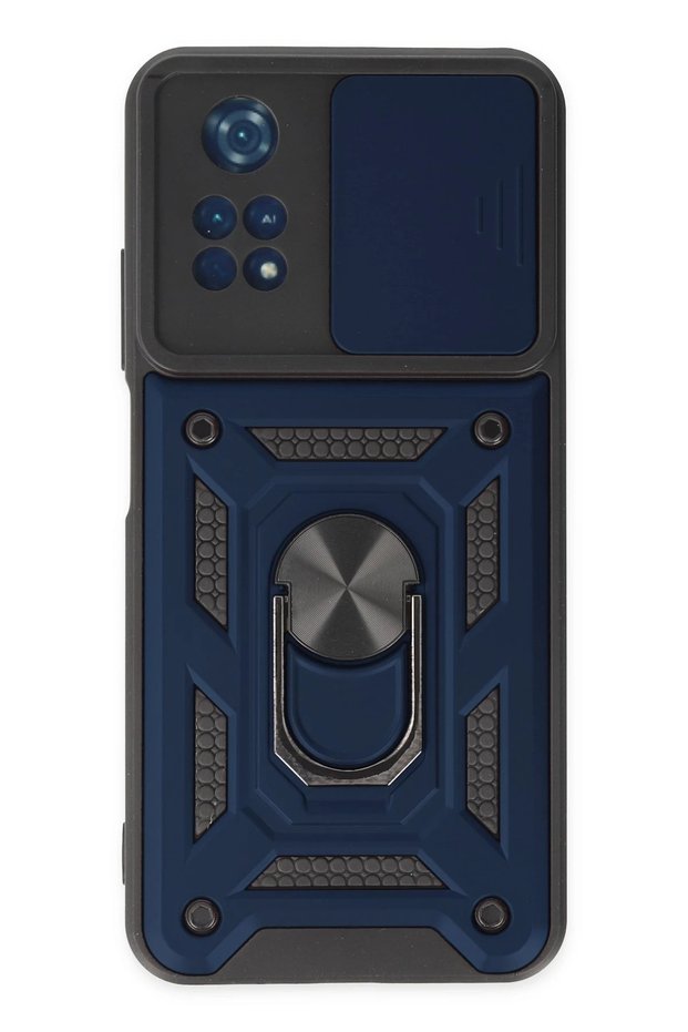 Ilkeshop New Poco M4 Pro 4g Case Pars Lens Ring Silicone (190157) - Navy Blue
