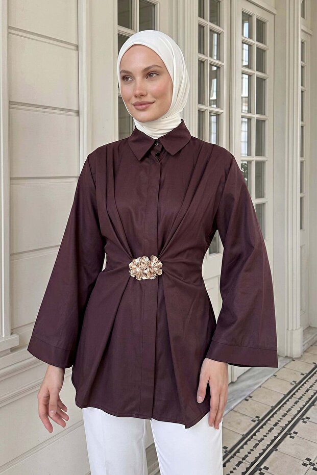 Shirt with Metal Accessories Y0142 - Mürdüm