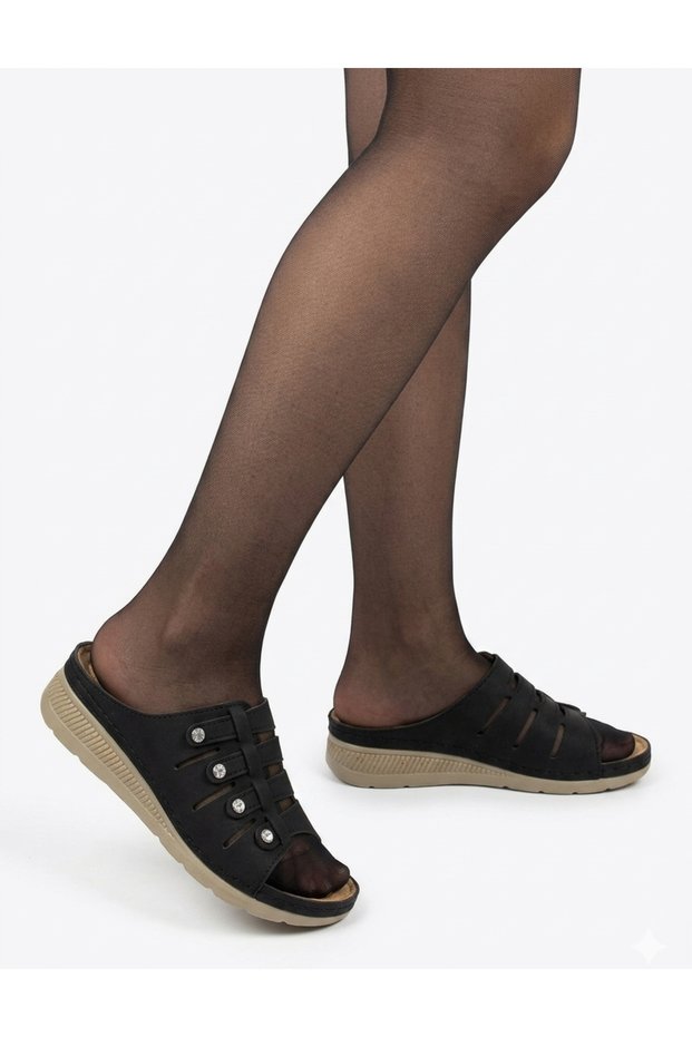 Avox 321 Stone-Studded Front, Laser-Cut Detailed, Padded Sole Women's Slippers New Season