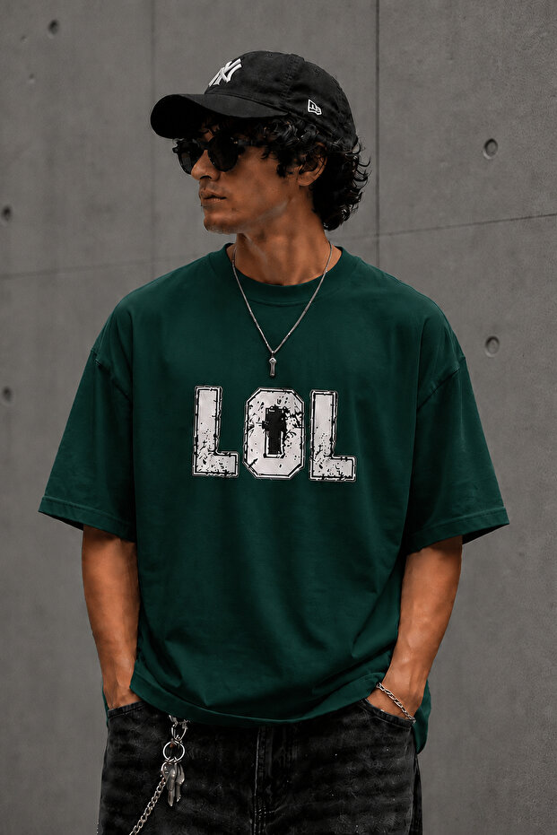 Lol Text Printed Unisex Oversize T-Shirt – Cotton Crew Neck Casual T-Shirt
