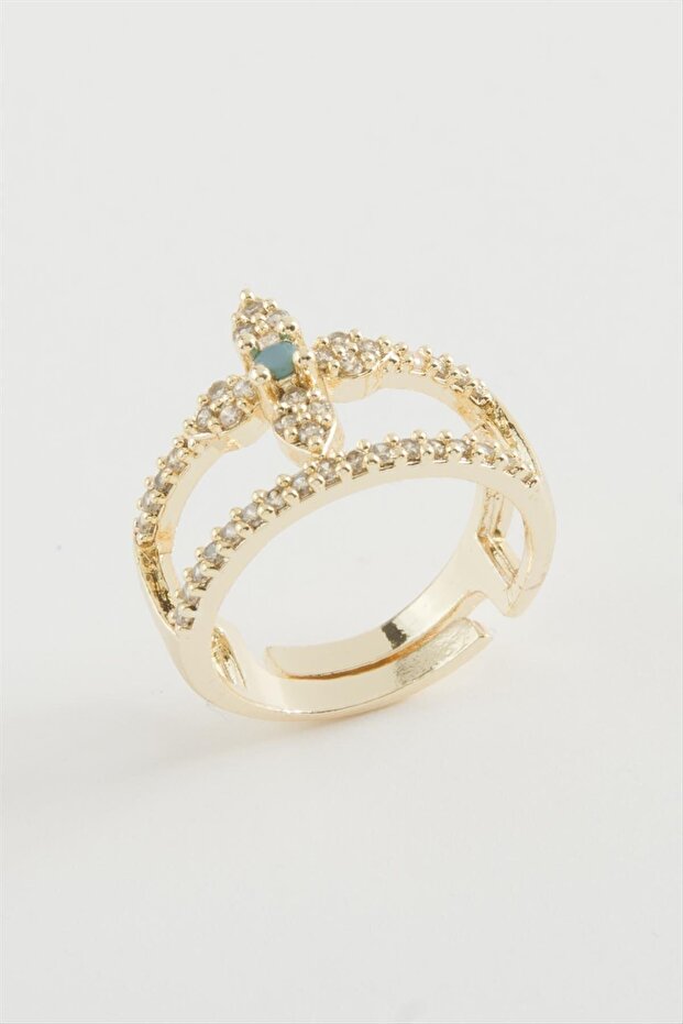 ILKESHOP خاتم زركون مرصع بالأحجار (100116)-أصفر
