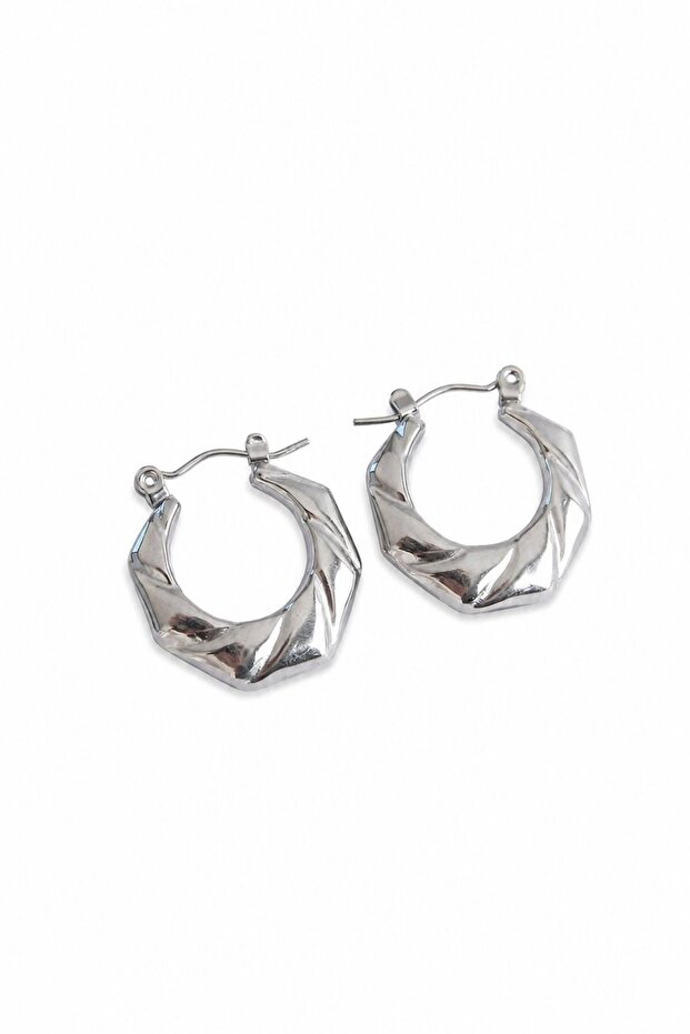 316L Steel Silver Color Twisted Appearance Geometric Model Earrings