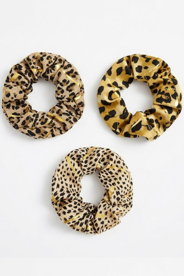 Women's 3-Piece Leopard Patterned Elastic Hair Clip Set Stylish Scrunchie Hair Clip