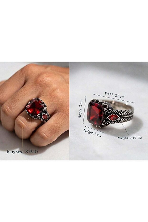 Red Onyx • Oxidised Turkish design • 925 Italian silver