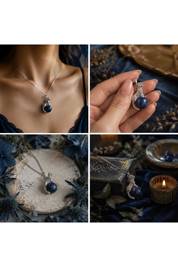 Lapis Lazuli Necklace Natural Stone Blue Necklace Stylish Elegant Design