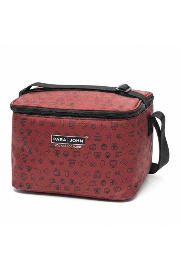 Maroon Red Polyester Thermal Lunch Bag for Travel & Work – 9.8 Inch