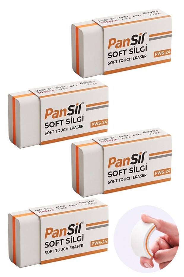White Eraser Medium Size Soft Eraser 4 Pieces Pansil Soft Eraser Non-Falling Apart School Office Domestic Production Extra
