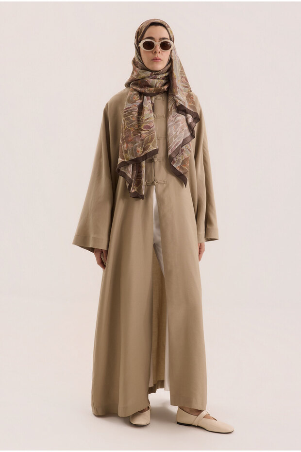 Çin Düğmeli Abaya Vizon - 2