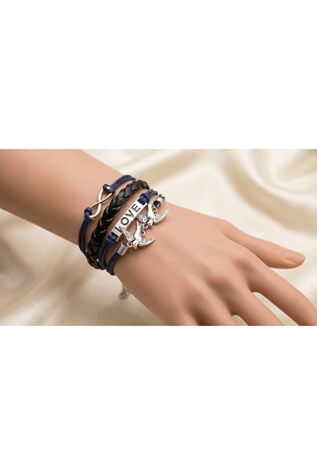 Women’s Charm Multi-Layer Bracelet – Braided Leather Style Wristband