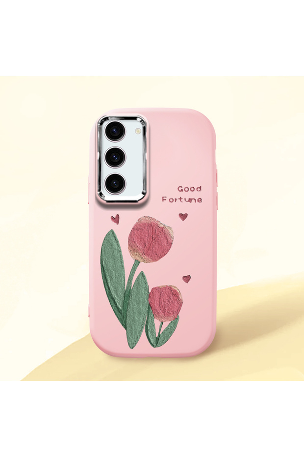 Pink Silicone Case with Shock-Absorbing Camera Protection Compatible with Samsung Galaxy S23