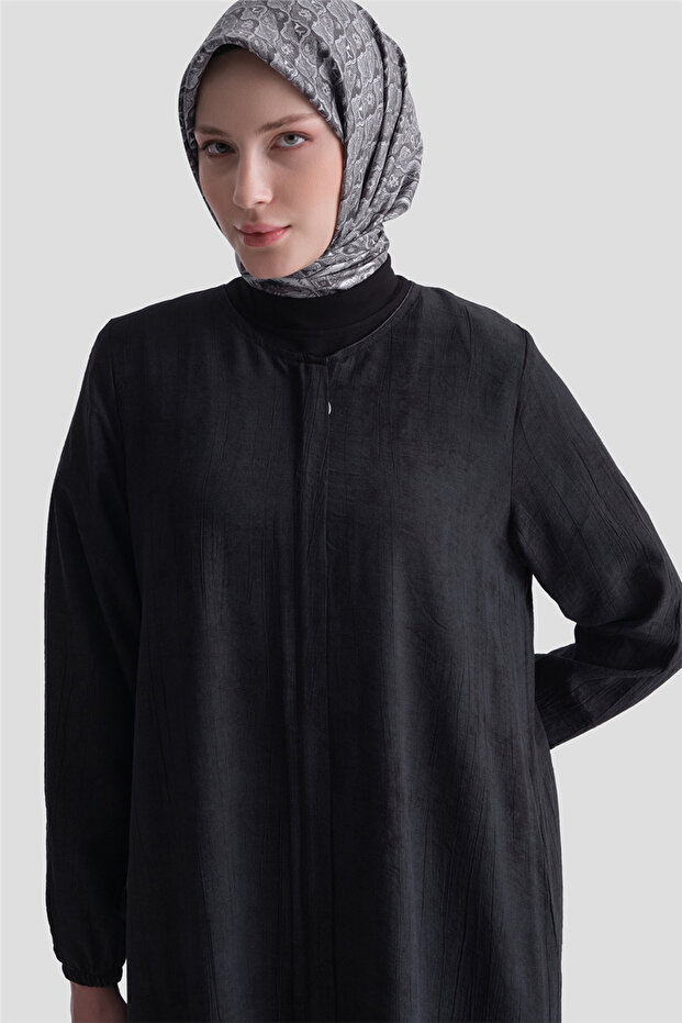 Ruffled Basic Robe Black - 3