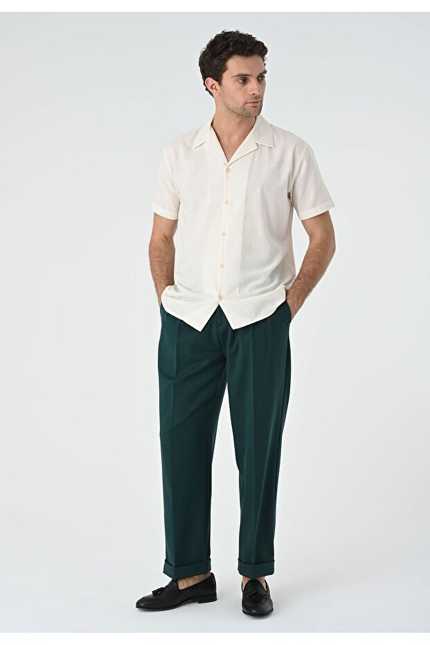 Apaş Collar Woven Patterned Shirt