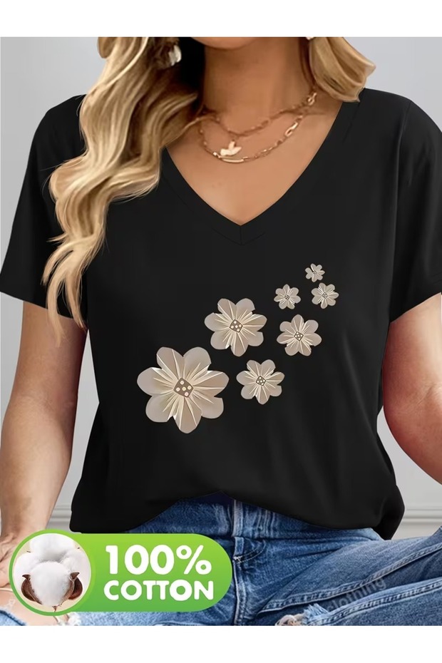 Women's Comfortable Fit Tshirt Mixed Print Tshirt