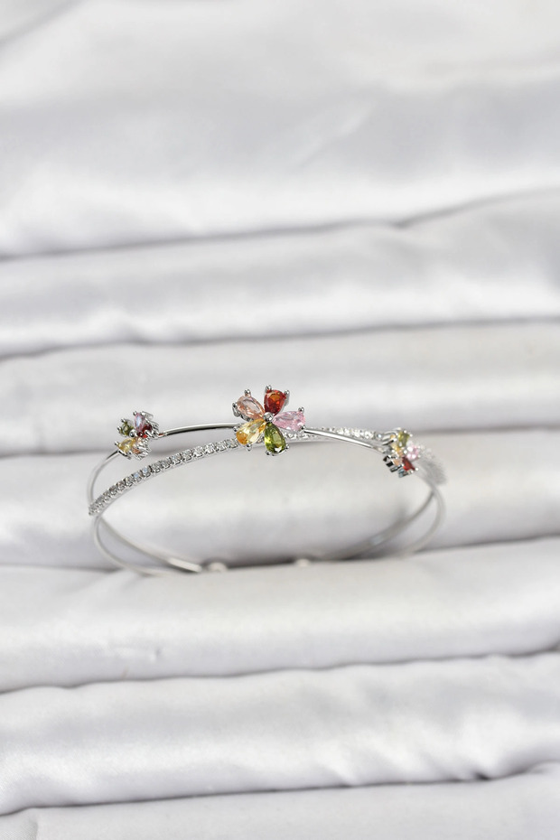 Brass Silver Rk Rkli Flower Model Women's Bracelet