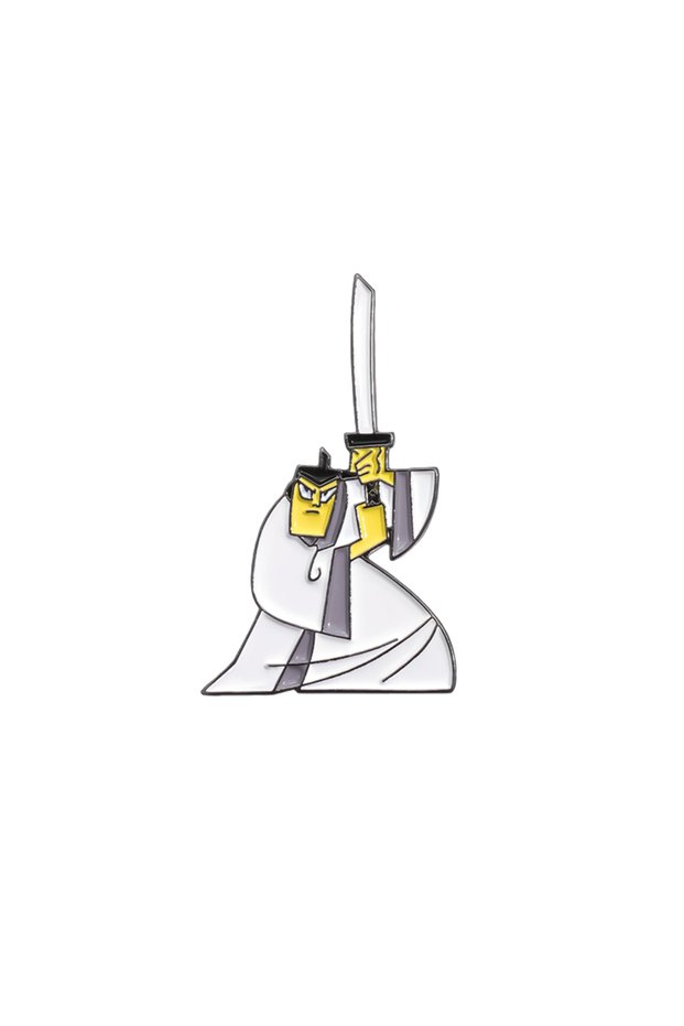 QHXZ1369 Funny Anime White Clothes Warrior Enamel Pin Custom Adventure Animated Movie Brooches Lapel